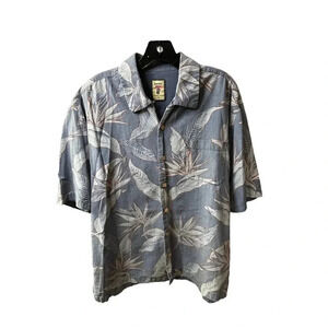 Jamaica Jaxx Men's Silk Gray Hawaiian Casual Button-Down Shirts Size Large